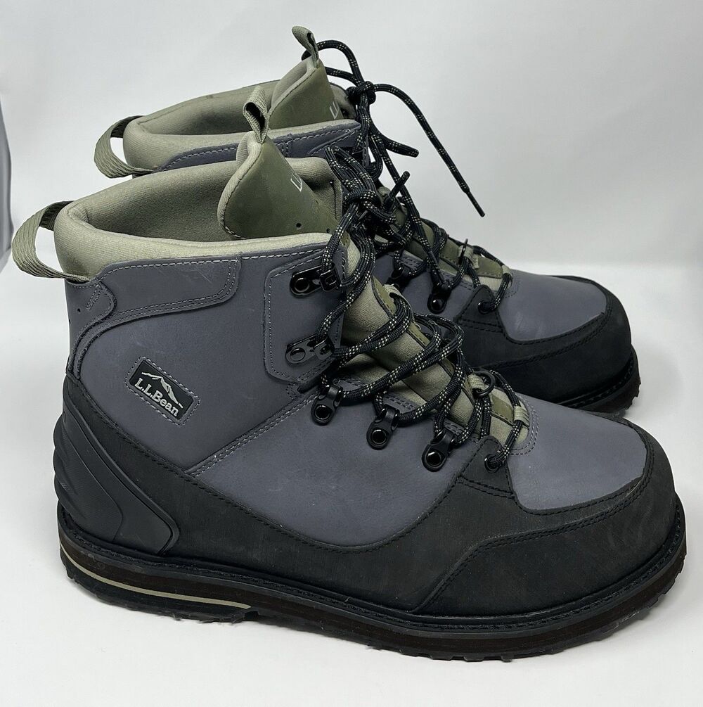 LL Bean Emerger Wading Boots Men's Size 11 Fly Fishing Studded Vibram Sole 50620